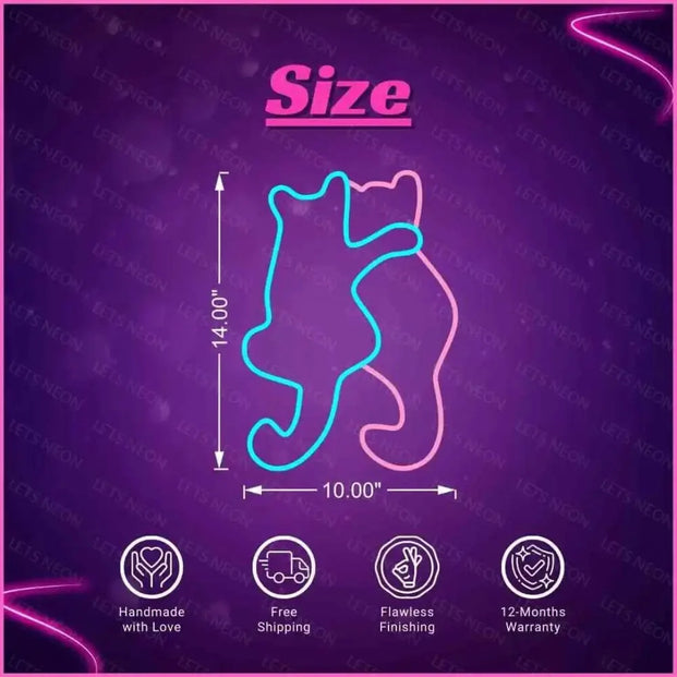 Cats Hugging Neon Sign Lets Neon