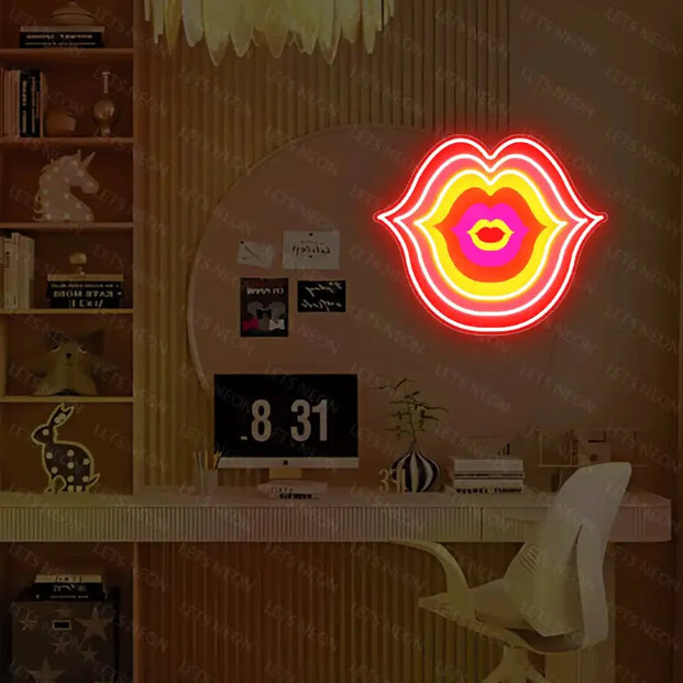 Geometric Lips UV Neon Sign Lets Neon