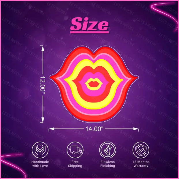 Geometric Lips UV Neon Sign Lets Neon