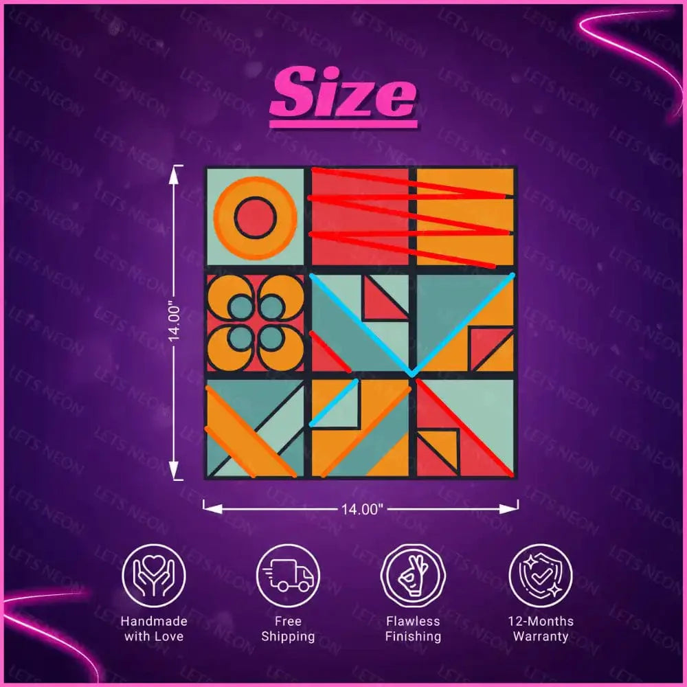 Geometric Shapes UV Neon Sign Lets Neon