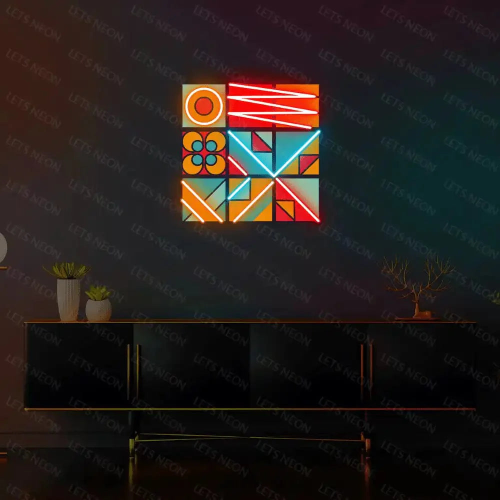 Geometric Shapes UV Neon Sign Lets Neon