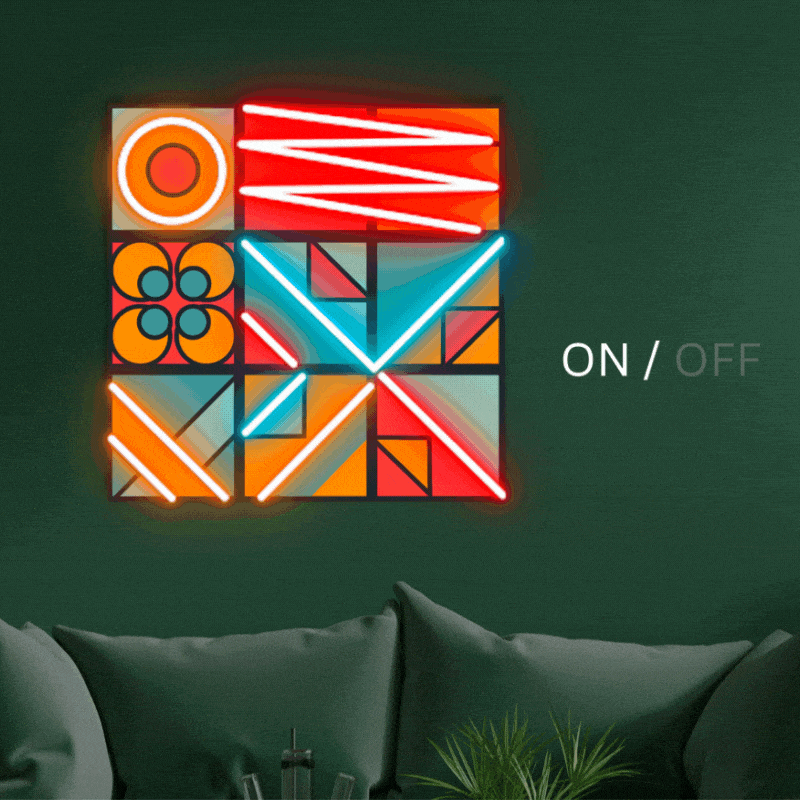 Geometric Shapes UV Neon Sign Lets Neon
