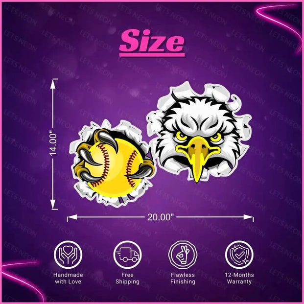 Hawk with ball UV Neon Sign Lets Neon