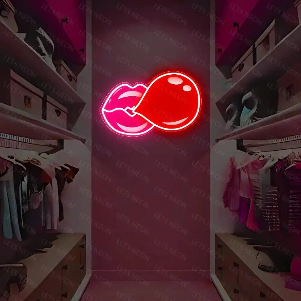 Lip Bubblegum UV Neon Sign Lets Neon