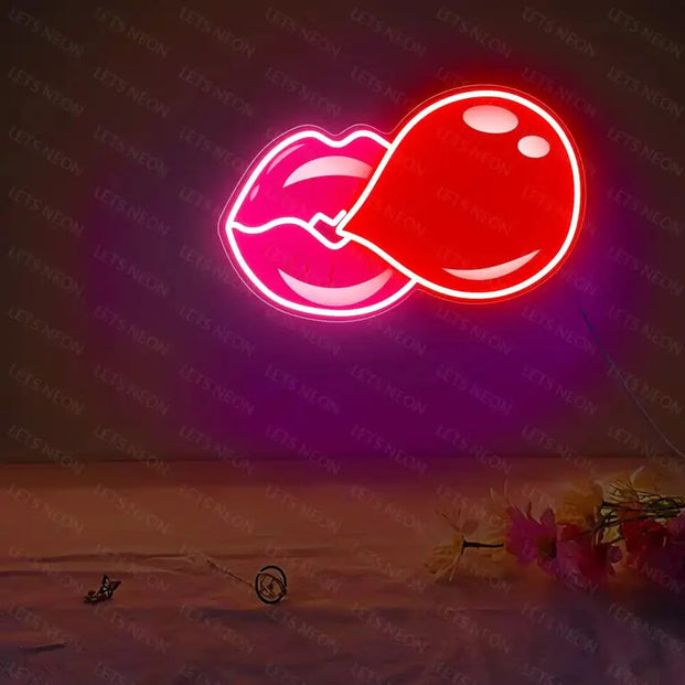 Lip Bubblegum UV Neon Sign Lets Neon
