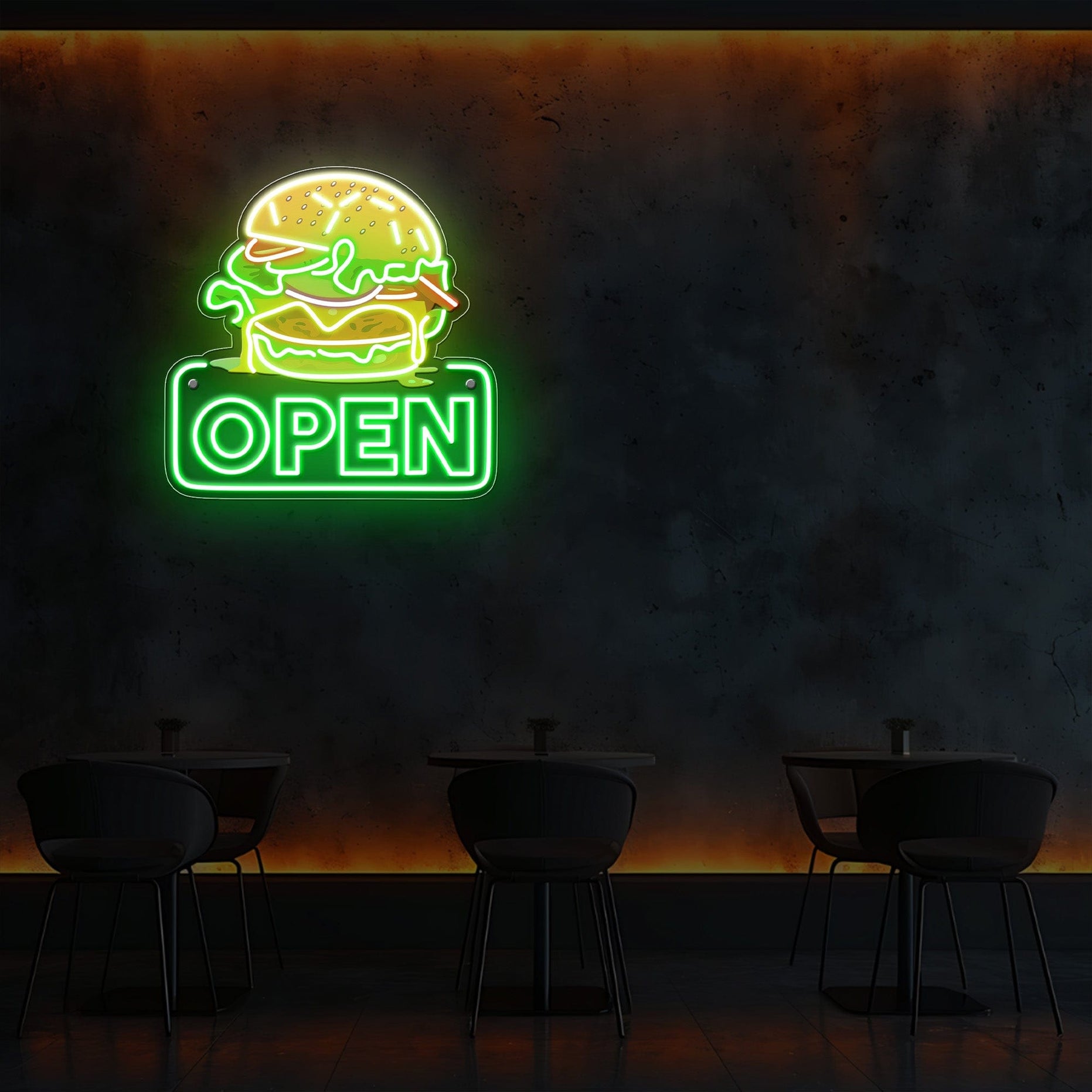 Burger Open Neon Sign Lets Neon