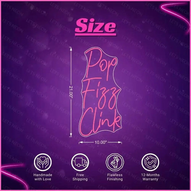 Pop Fizz Clink Neon Sign Lets Neon