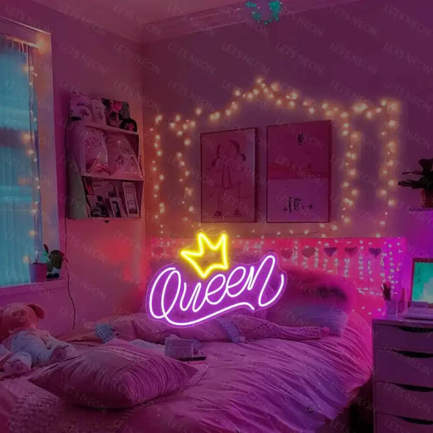 Queen With Crown Neon Sign | Enhance Your Space Decor Lets Neon