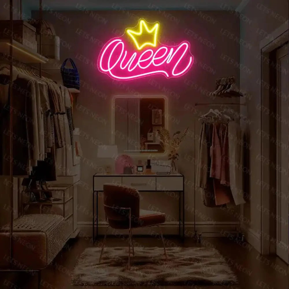 Queen With Crown Neon Sign | Enhance Your Space Decor Lets Neon