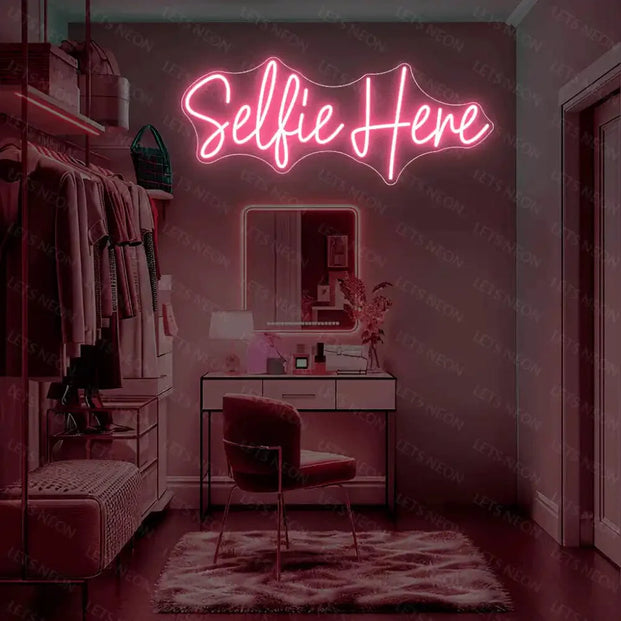 Selfie Here Neon Sign Lets Neon