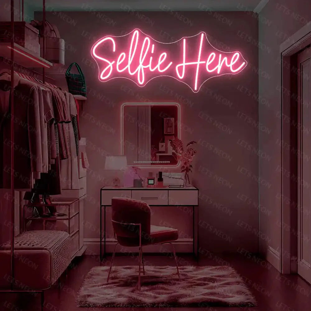 Selfie Here Neon Sign Lets Neon