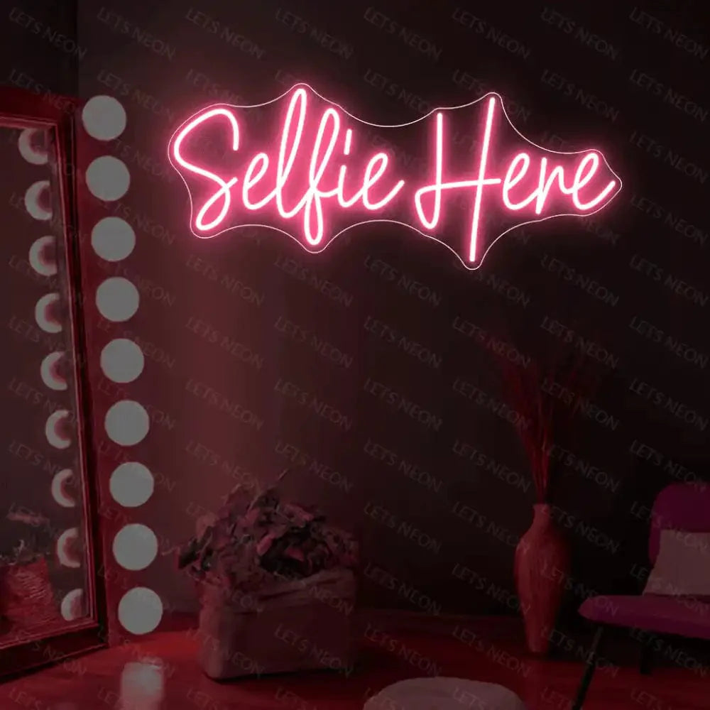 Selfie Here Neon Sign Lets Neon