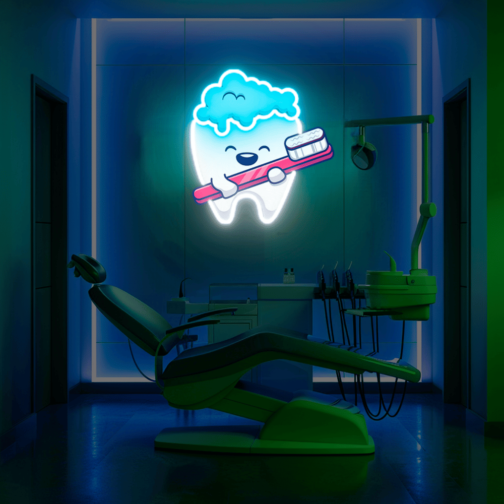 Brushing Teeth UV Neon Sign