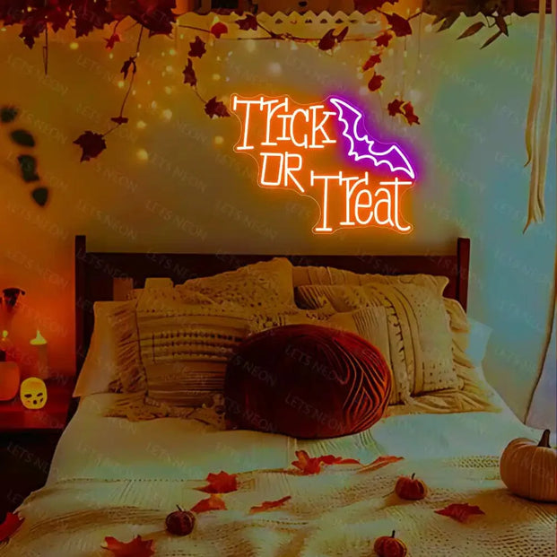 Trick or Treat Bat Neon Sign Lets Neon