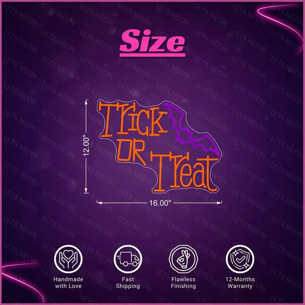 Trick or Treat Bat Neon Sign Lets Neon