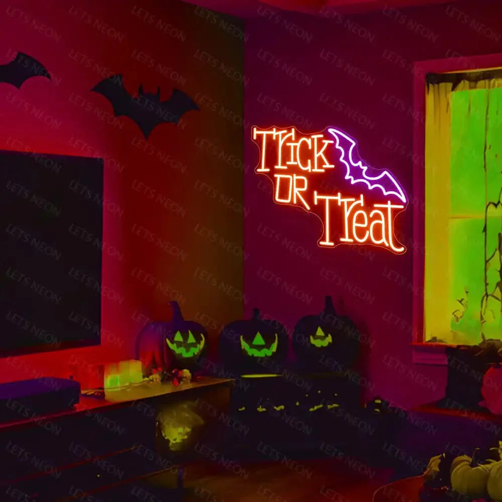 Trick or Treat Bat Neon Sign Lets Neon